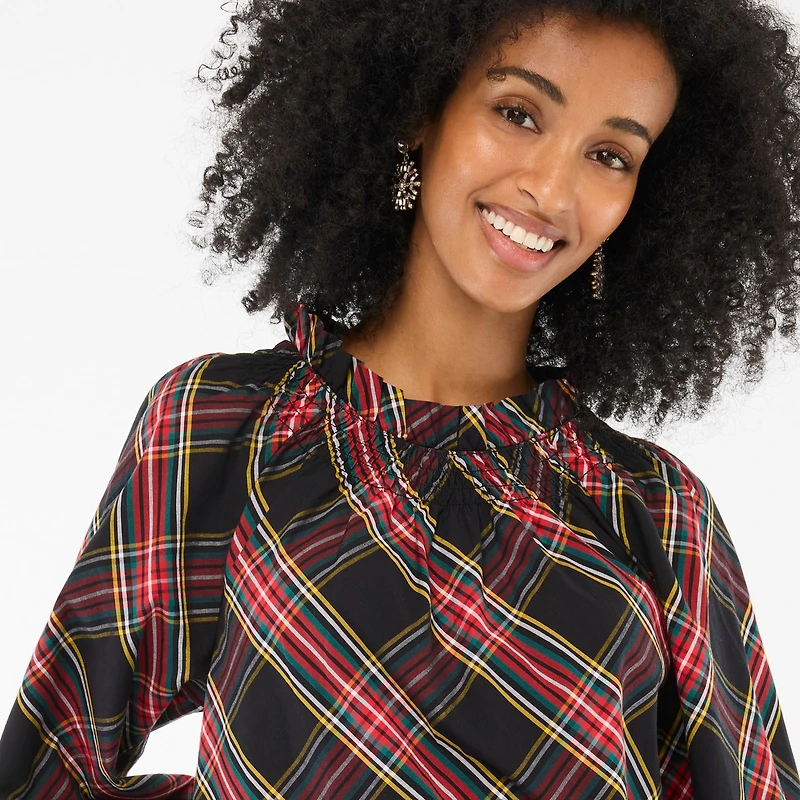 Tartan smocked top