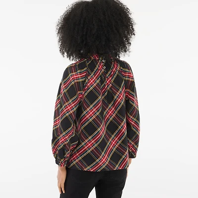 Tartan smocked top