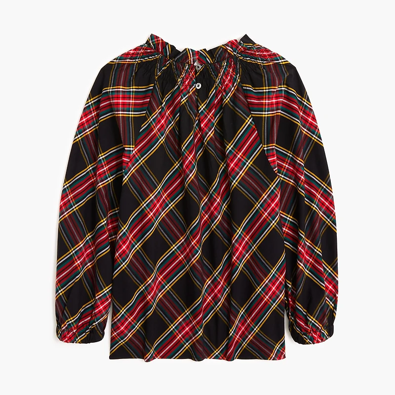 Tartan smocked top