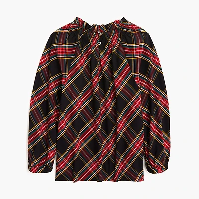 Tartan smocked top