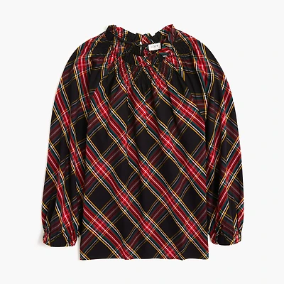 Tartan smocked top
