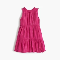 Girls' tiered metallic-stripe beach dress