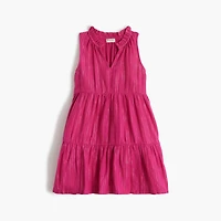 Girls' tiered metallic-stripe beach dress