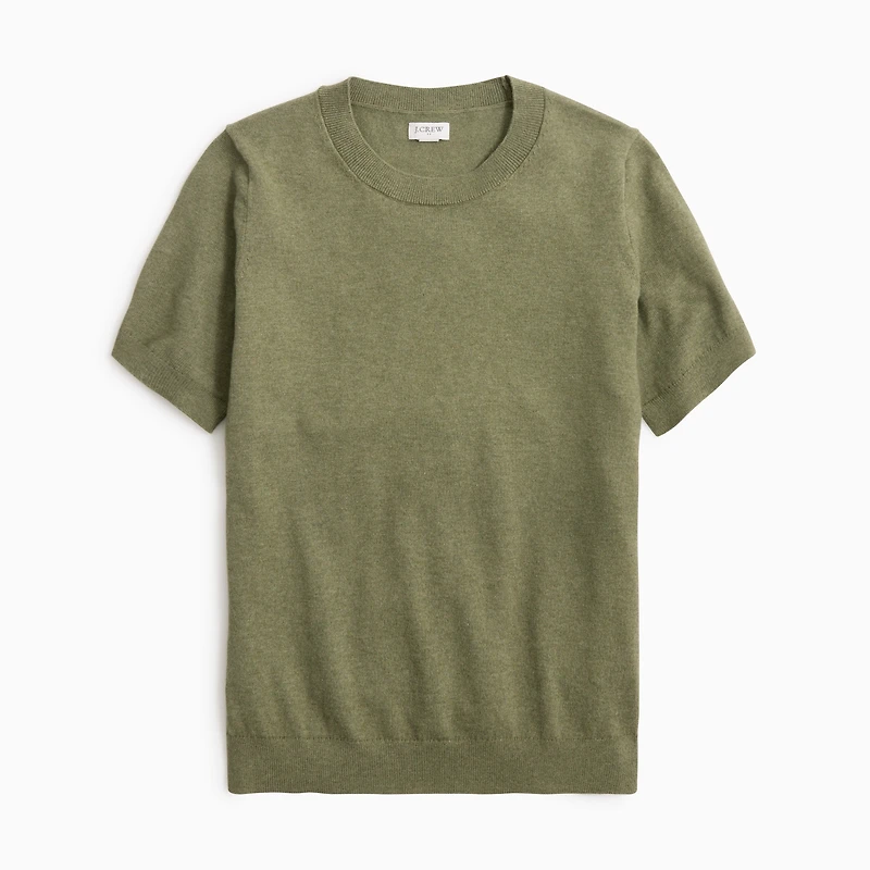 Short-sleeve cotton crewneck sweater