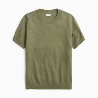 Short-sleeve cotton crewneck sweater