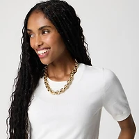 Short-sleeve cotton crewneck sweater