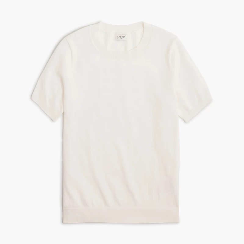 Short-sleeve cotton crewneck sweater