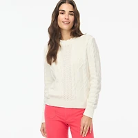 Cable-knit hearts crewneck sweater