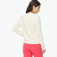 Cable-knit hearts crewneck sweater