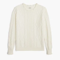 Cable-knit hearts crewneck sweater