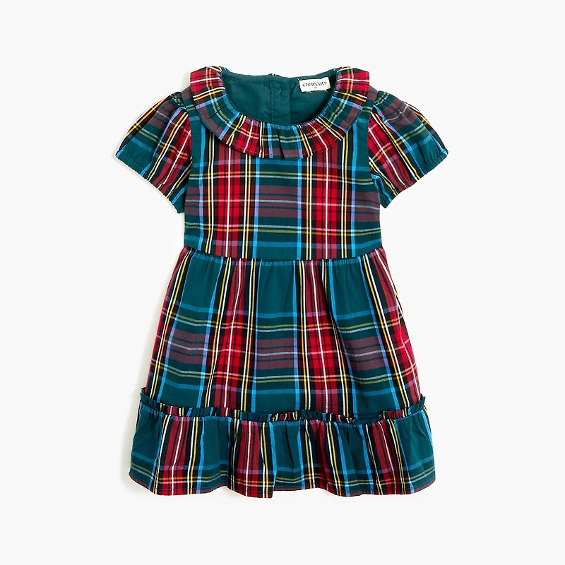 Baby & toddler girls' tartan ruffleneck dress