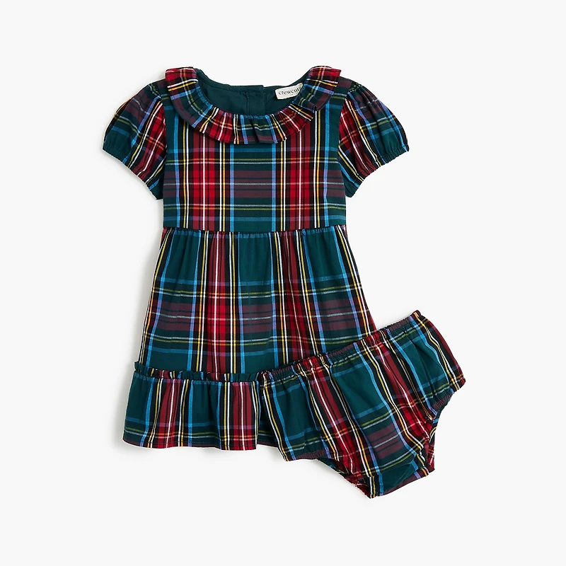Baby & toddler girls' tartan ruffleneck dress