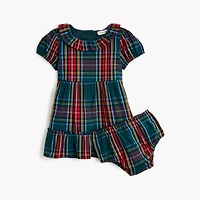Baby & toddler girls' tartan ruffleneck dress