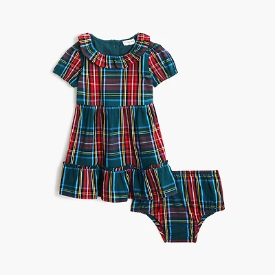Baby & toddler girls' plaid ruffleneck dress
