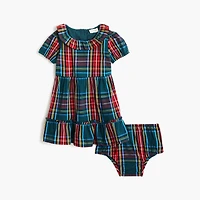 Baby & toddler girls' tartan ruffleneck dress