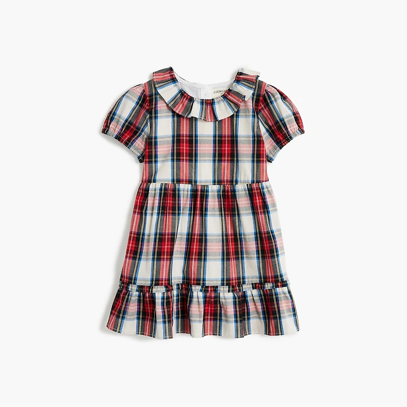 Baby & toddler girls' tartan ruffleneck dress