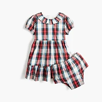 Baby & toddler girls' tartan ruffleneck dress