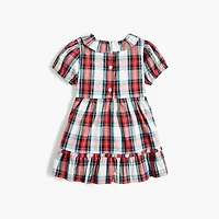 Baby & toddler girls' tartan ruffleneck dress