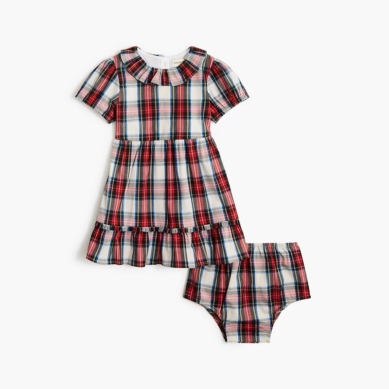 Baby & toddler girls' tartan ruffleneck dress