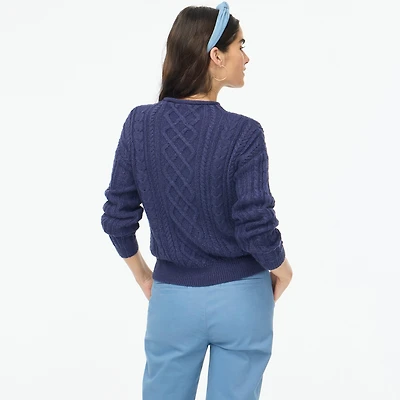 Mockneck cable-knit sweater