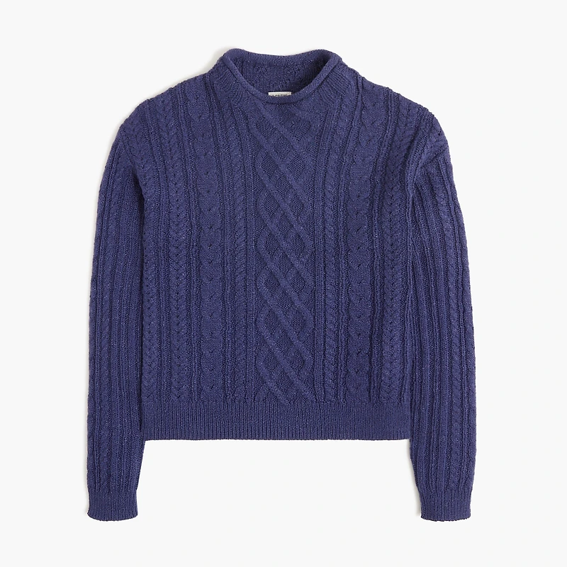 Mockneck cable-knit sweater