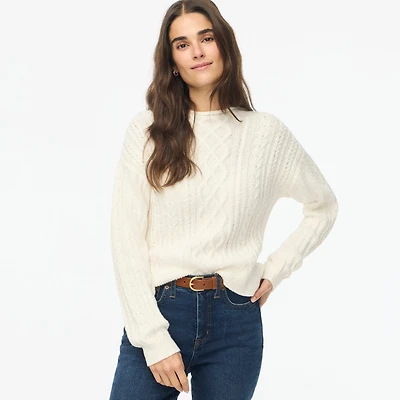 Mockneck cable-knit sweater