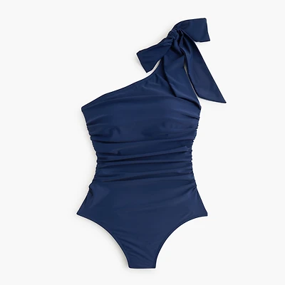 One-shoulder bow one-piece swimsuit
