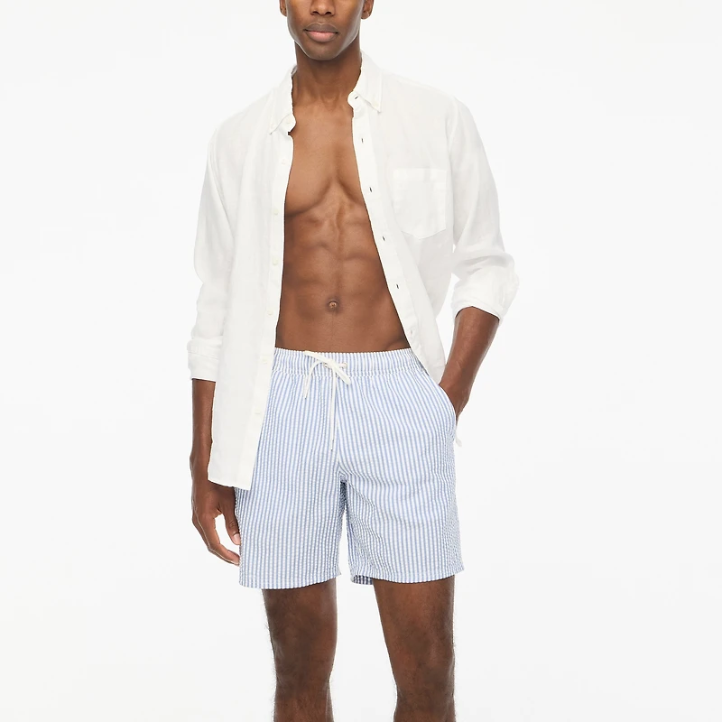 Seersucker 7" swim trunk
