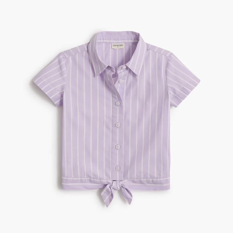 Girls' tie-front button-up shirt