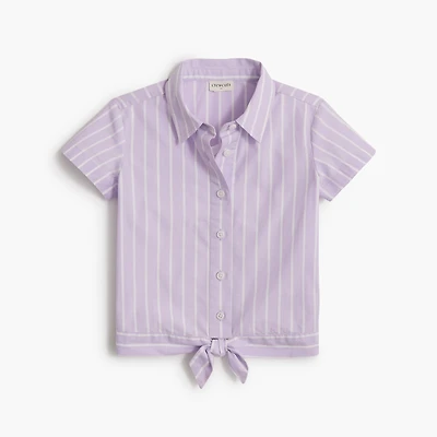 Girls' tie-front button-up shirt