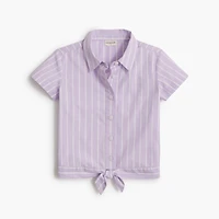 Girls' tie-front button-up shirt
