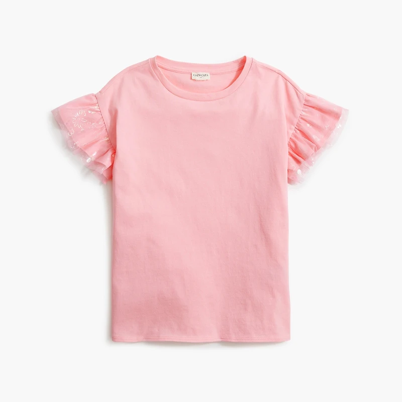 Girls' mixed-media tulle top