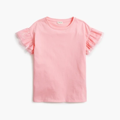 Girls' mixed-media tulle top