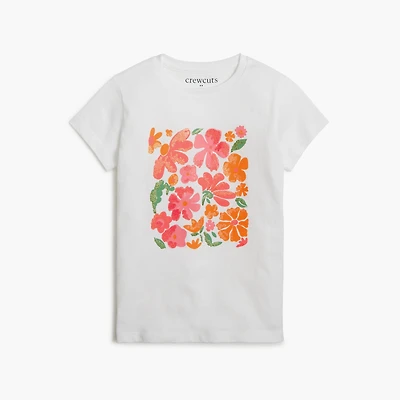 Girls' glitter flower graphic tee