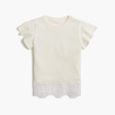 Girls' organza lace-trim tee