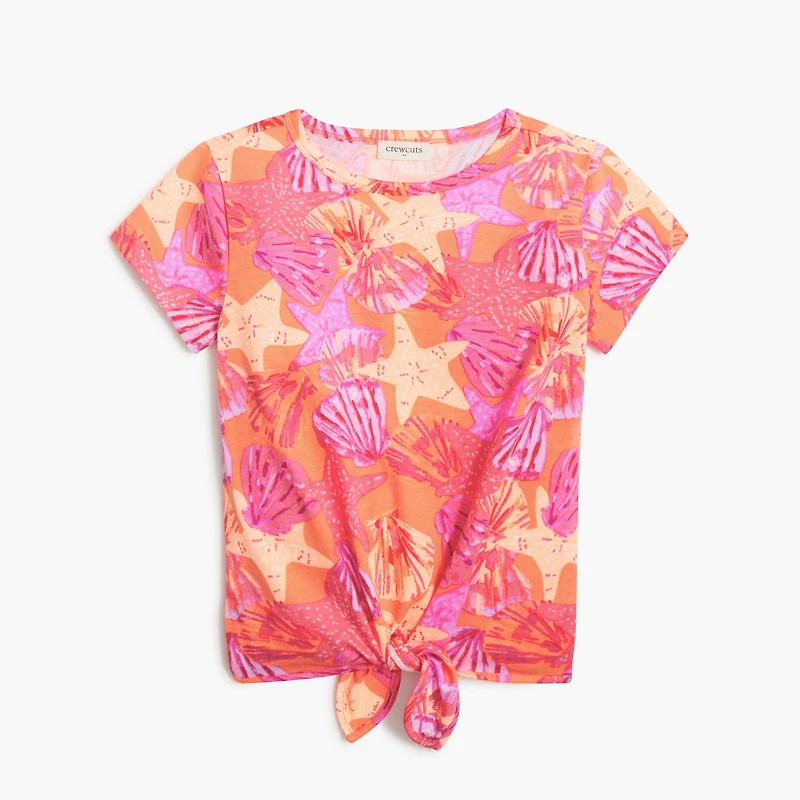 Girls' seashell tie-front tee