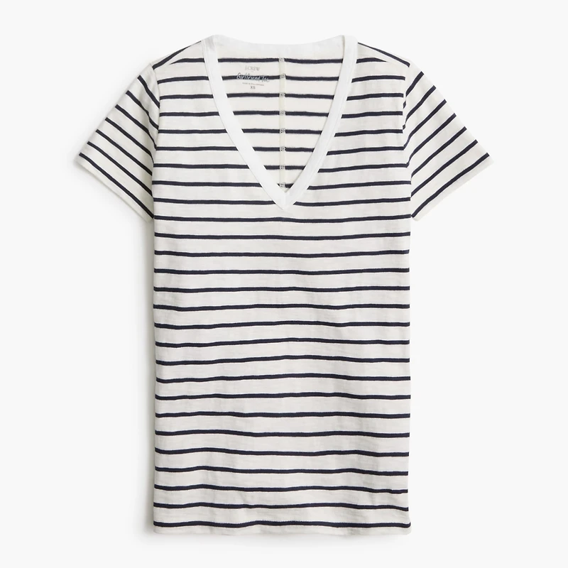 Striped girlfriend V-neck tee
