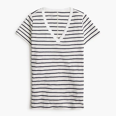Striped girlfriend V-neck tee