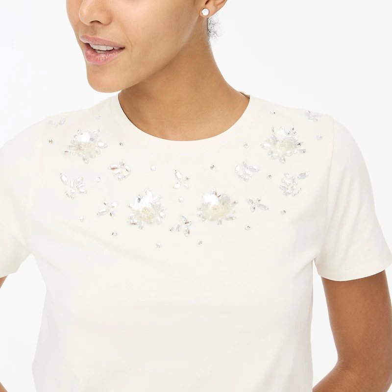 Flower jewel-embellished tee