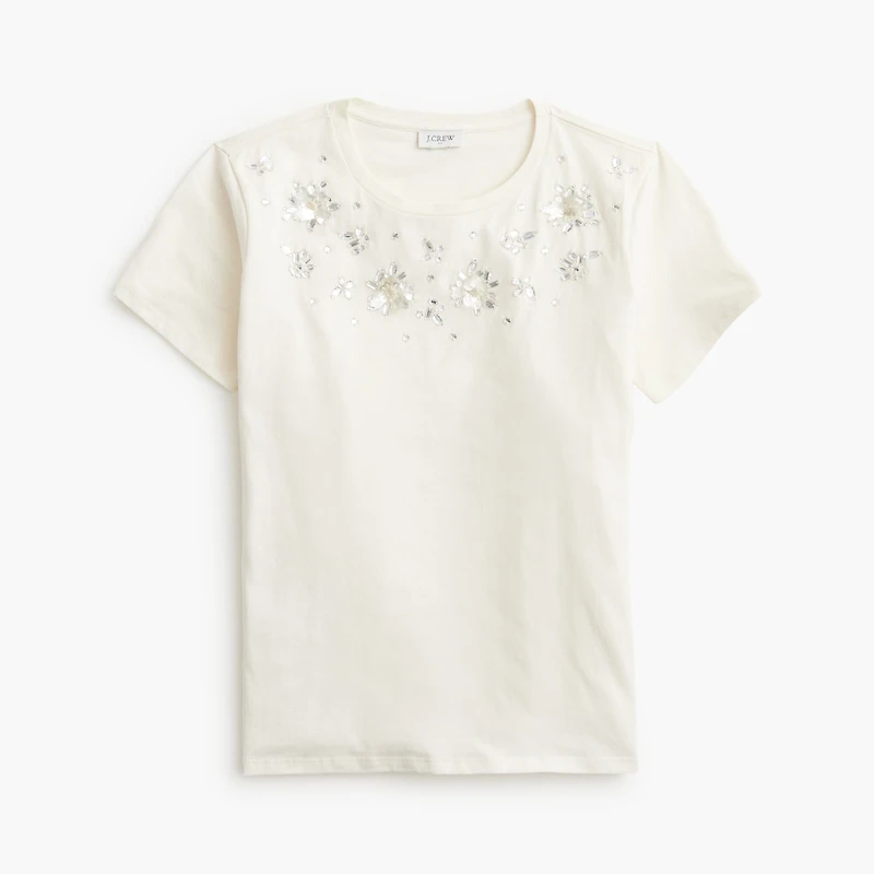 Flower jewel-embellished tee
