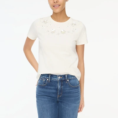 Flower jewel-embellished tee