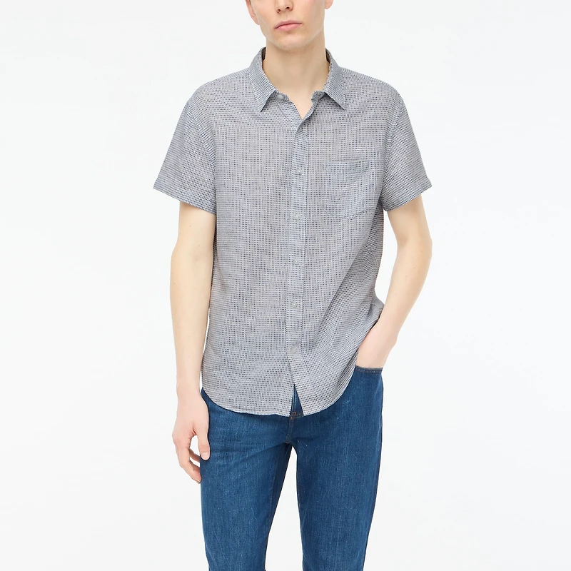 Short-sleeve dobby dot shirt