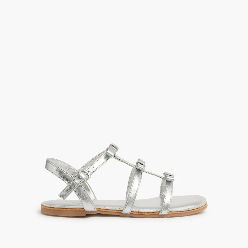 Girls' strappy bow sandals