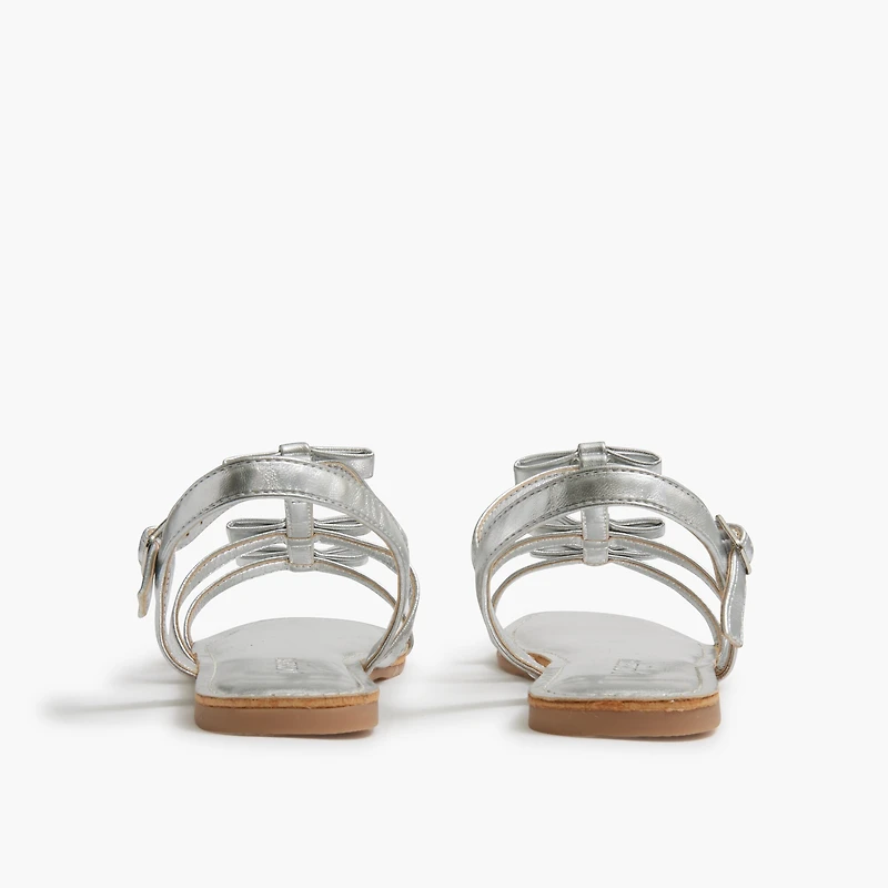 Girls' strappy bow sandals