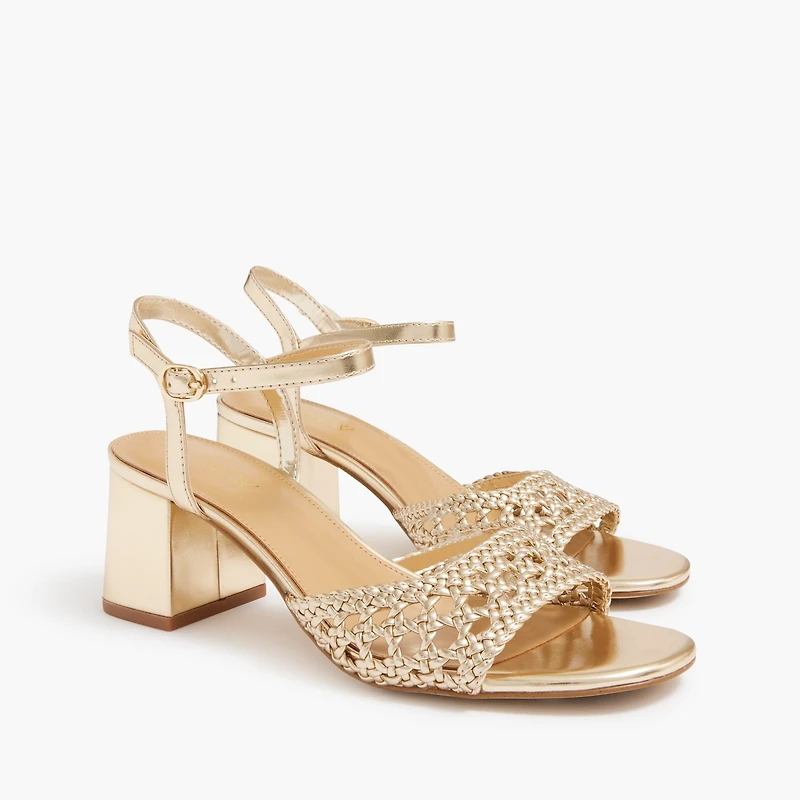 Woven heeled sandals