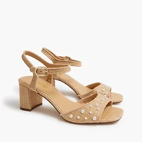 Woven pearl heeled sandals