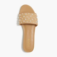 Woven pearl slide sandals