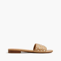 Woven pearl slide sandals