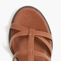 Textured T-strap heeled sandals