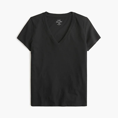 Short-sleeve vintage cotton V-neck tee